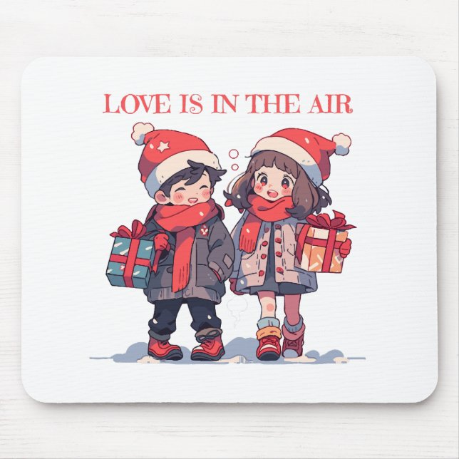 Mousepad Casal de Natal - O amor está no ar (Frente)