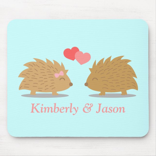 Mousepad Casal deouriços Fofos Apaixonados (Frente)