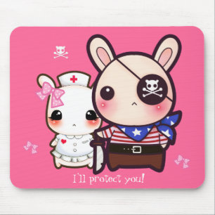 Mousepad Casal do coelho de Kawaii no tapete do rato