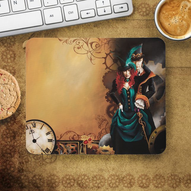 Mousepad Casal Elegante de Romance Steampunk Vitoriano (Criador carregado)
