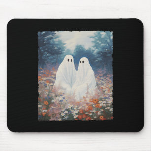 Mousepad Casal Fantasma Do Vintage Gothic Floral Halloween