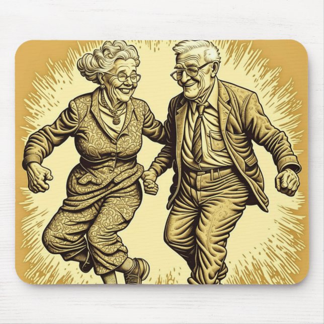 Mousepad Casal Idoso Fofo Dançando (Frente)