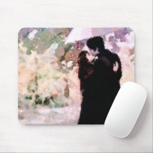 Mousepad Casal no Amor Beijando na Chuva Abstrato