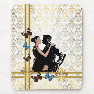 Mousepad Casal romântico no damasco branco
