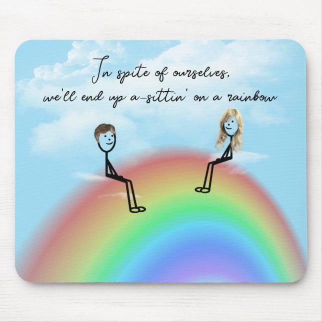 Mousepad Casal Stick Figure em um arco-íris (Frente)