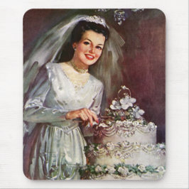 Mousepad Casamento Antigo, Noiva Cortando o Bolo de Casamen