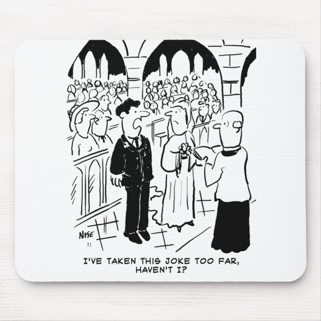 Mousepad Casamento - Cartoon de Piada Prática de Bridegroom (Frente)