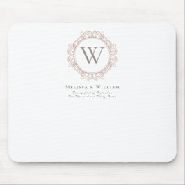 Mousepad Casamento Clássico Elegante Monograma Moderno