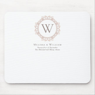 Mousepad Casamento Clássico Elegante Monograma Moderno