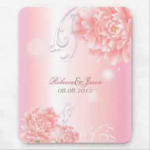 Mousepad Casamento cor-de-rosa botânico da peônia do