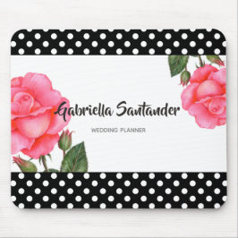 Mousepad Casamento De Arte Botânica De Rosa De Cor D'Água