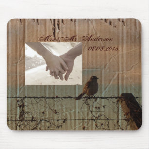 Mousepad Casamento de aves da Fazenda rural no oeste do cel