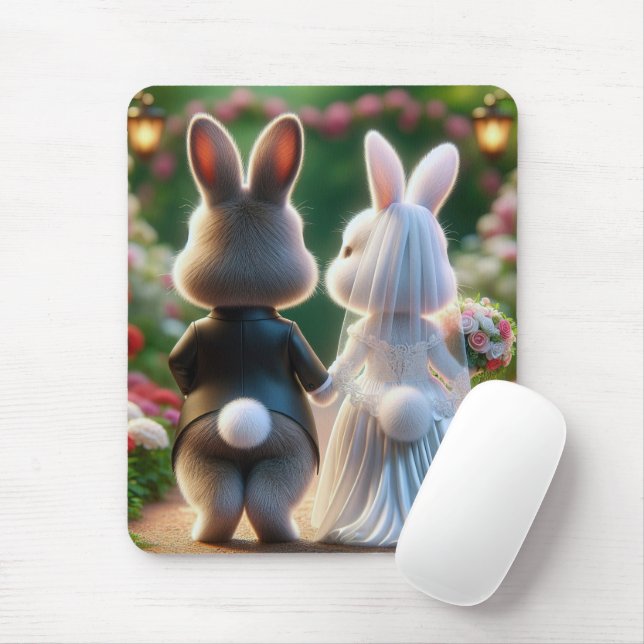 Mousepad Casamento de Coelho (Com mouse)