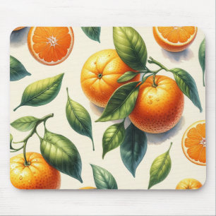 Mousepad Casamento de Folhas de Laranja com Aquarela