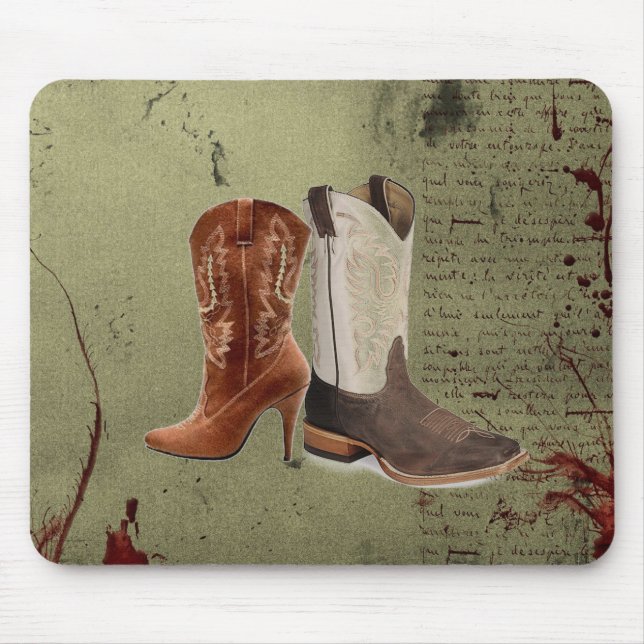 Mousepad casamento entre botas de cowboy ocidentais (Frente)
