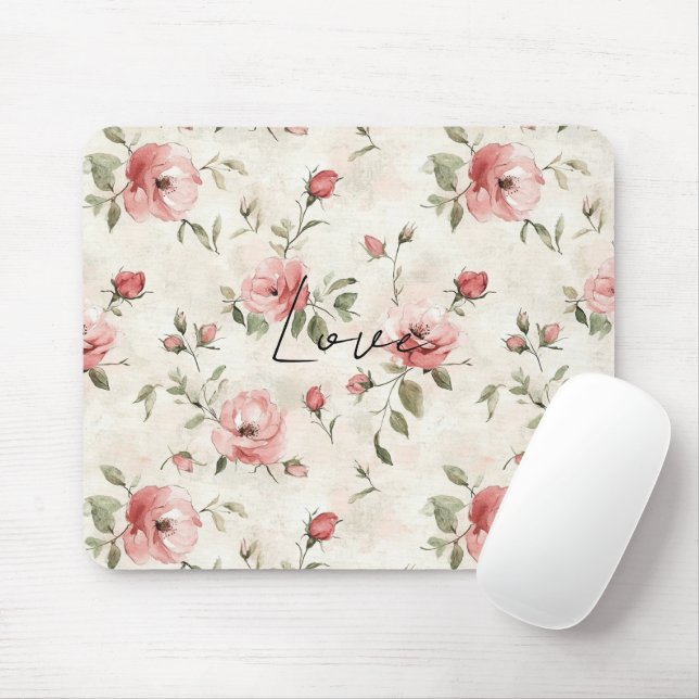 Mousepad Casamento Floral De Ivory Blush Roses Rosa (Com mouse)