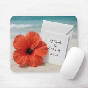 Mousepad Casamento na Praia com Flor de Hibisco