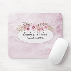 Mousepad Casamento Rosa Abstrato Com Nomes e Data