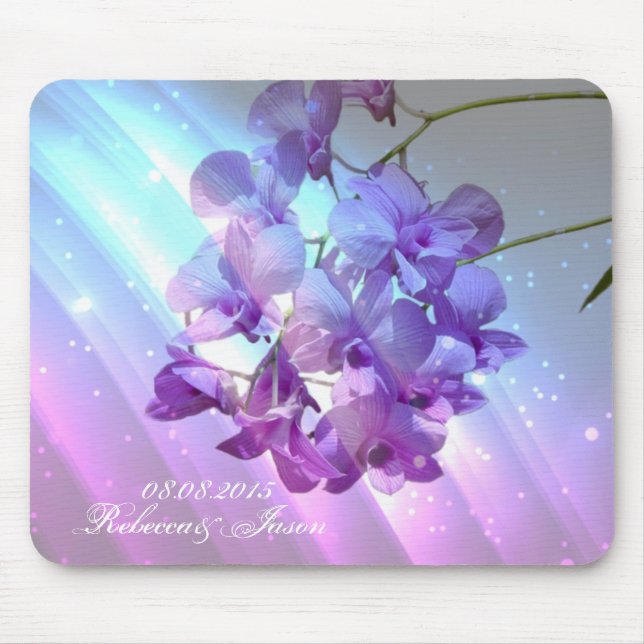 Mousepad casamento roxo da orquídea do lilac floral moderno (Frente)