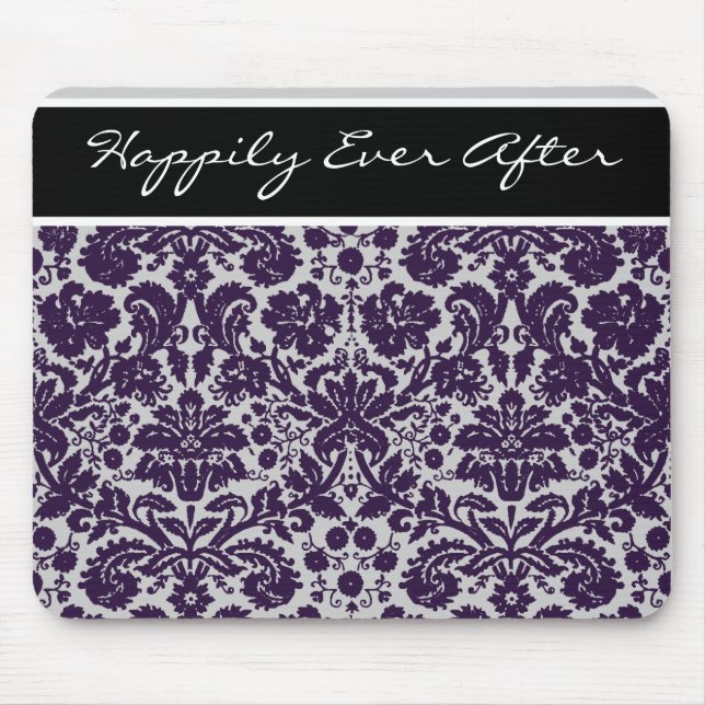 Mousepad Casamento Roxo Damask (Frente)