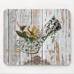 Mousepad casamento rústico de madeira do país do celeiro