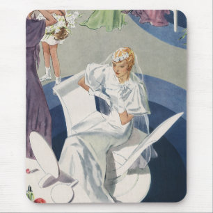 Mousepad Casamento Vintage, Noiva Art Déco Moderna de Meado