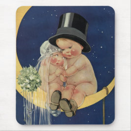 Mousepad Casamento vintage, noiva e noiva em lua