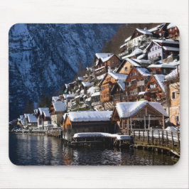 Mousepad Casas de madeira ao largo de Hallstatt, Áustria