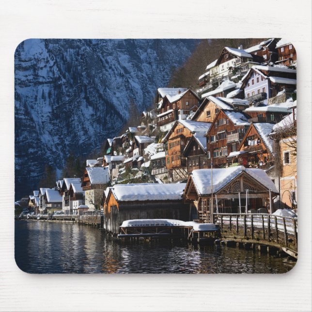 Mousepad Casas de madeira ao largo de Hallstatt, Áustria (Frente)