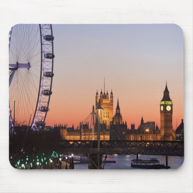 Mousepad Casas do Parlamento e do Olho de Londres (Frente)