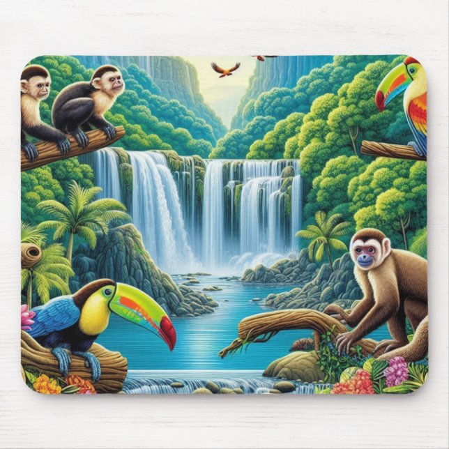 Mousepad Cascata tropical da floresta tropical úmida (Frente)