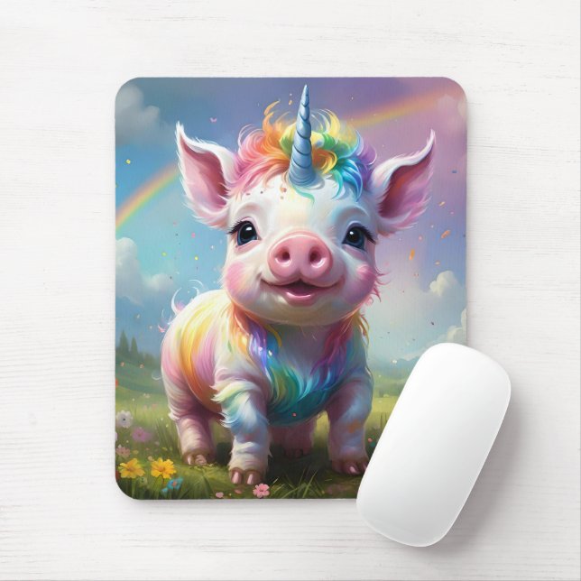 Mousepad "Cascos Mágicos: O Rainbow Unicorn Pig" (Com mouse)