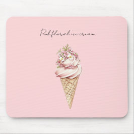 Mousepad Casquinha de Sorvete Floral Rosa