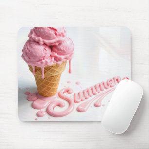 Mousepad Casquinha de Sorvete Rosa de Verão
