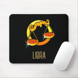 Mousepad Castanho e dourado - Sinal zodiano de Libra preto