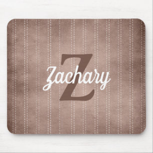 Mousepad Castanho Vintage Pinstripe Retro Monograma