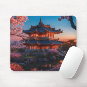 Mousepad Castelo Asiático do Sunset do Jardim