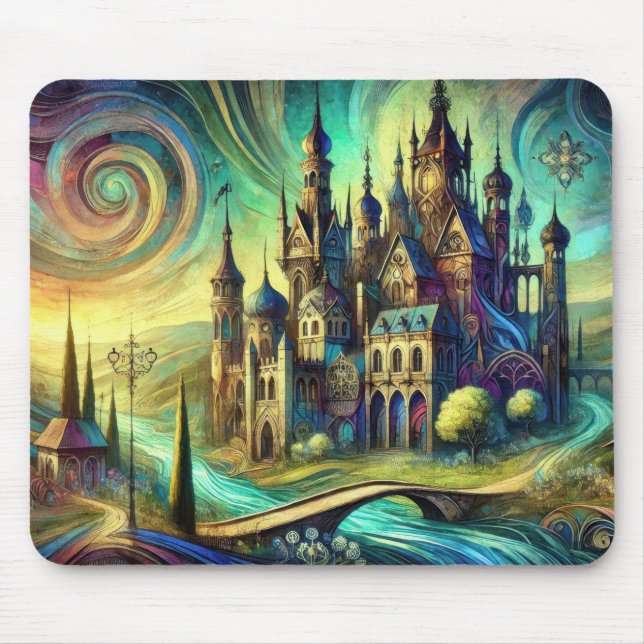 Mousepad Castelo de Fantasia com Céu Giratório e Rio Fluind (Frente)