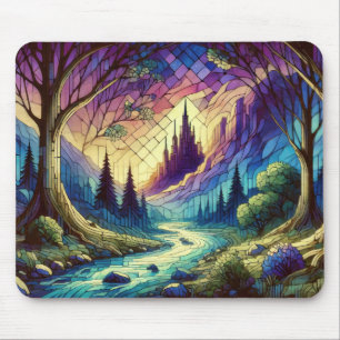 Mousepad Castelo de Fantasia com Floresta Encantada e Rio