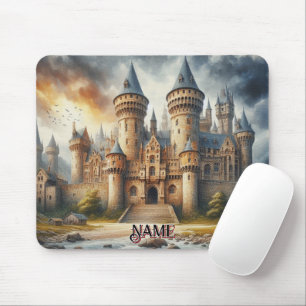 Mousepad Castelo Medieval no Sunset com Céu Atmosférico