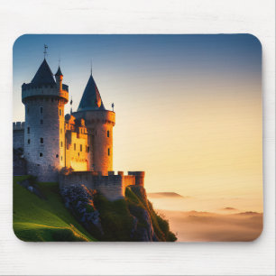 Mousepad Castelo no Topo da Montanha na Névoa