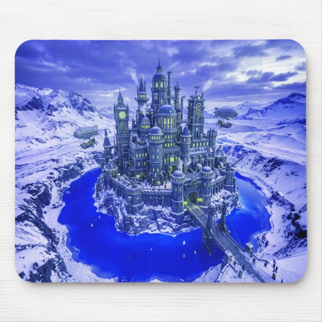 Mousepad Castelo Steampunk Antártico Com Fosso (Frente)