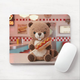 Mousepad Castor Adorável Feito à Crochê em Vidro de Lanchon