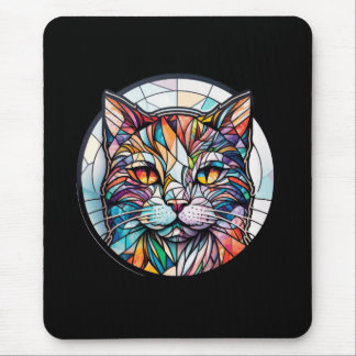 Mousepad Cat Animal Retrato de Vidro Estido Arte de Animais