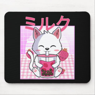 Mousepad Cat Boba Tea Bubble Tea Anime Kawaii Neko Gift Kid
