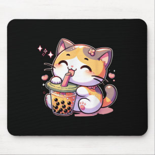 Mousepad Cat Boba Tea Bubble Tea Anime Kawaii Neko Kids Tea