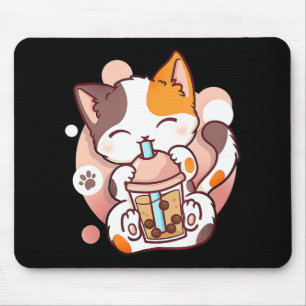 Mousepad Cat Boba Tea Bubble Tea Anime Kawaii Neko para Gar