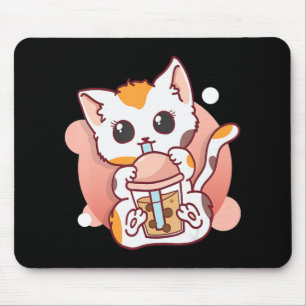 Mousepad Cat Boba Tea Bubble Tea Kawaii Anime Neko para Gar