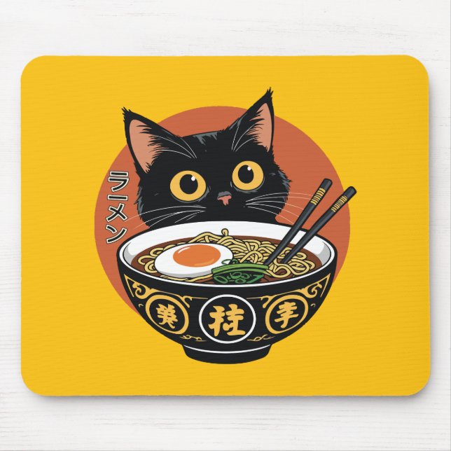 Mousepad Cat eating ramen  (Frente)