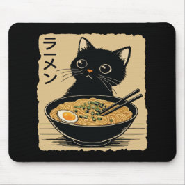 Mousepad Cat eating ramen 